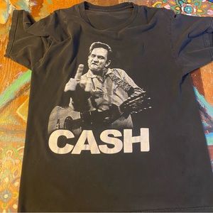 Johnny Cash Middle Finger Mens T Shirt Size Large